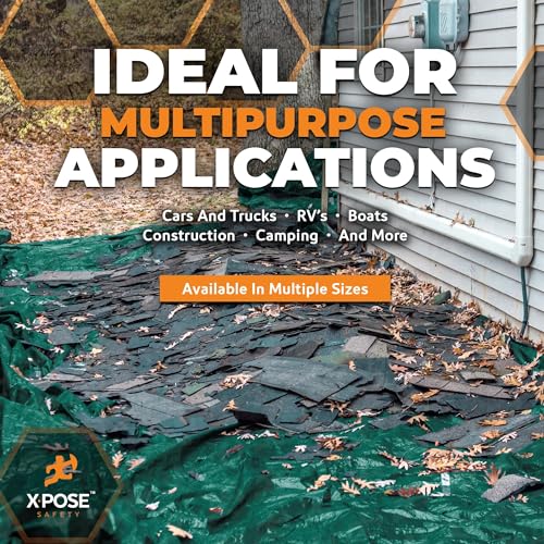 Heavy Duty Poly Tarp - 6' X 8' - 10 Mil Thick Waterproof, UV Blocking Protective Cover - Reversible Silver and Black - Laminated Coating - Grommets - by Xpose Safety - color: Green/Black, size: 6 Feet x 8 Feet
