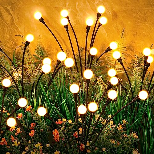 ASMAD Solar Lights Outdoor(2 Pack-16 LEDs), Solar Garden Lights, Outdoor Decorations, Firefly Light for Patio Decor, Big Bulb, Unique Gifts for Women, Gifts for Grandma - color: 2 Pack-16 LEDs