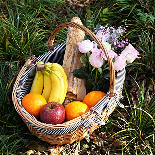 Waterproof Picnic Blanket Portable with Carry Strap for Beach Mat or Family Outdoor Camping Party Woodchip Picnic Basket with Double Folding Handles, Natural Woven Basket, Gift Packing Woven Basket