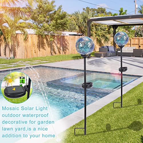 VCUTEKA Mosaic Solar Light, Solar Garden Decorative Lights Outdoor Waterproof LED Pathway Stake Light for Landscape Patio Yard Deck Walkway Decoration, 2 Pack - color: Yellow