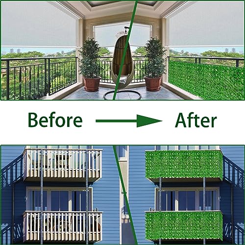 ODTORY Artificial Ivy Privacy Fence Wall Screen: 72 X144 in UV-Anti Faux Greenery Backdrop Ivy Vine Leaf Hedges Fence Panels for Patio, Balcony, Garden, Backyard Indoor Outdoor Light Green Decor - size: 6 ft x 12 ft- Vine Leaf