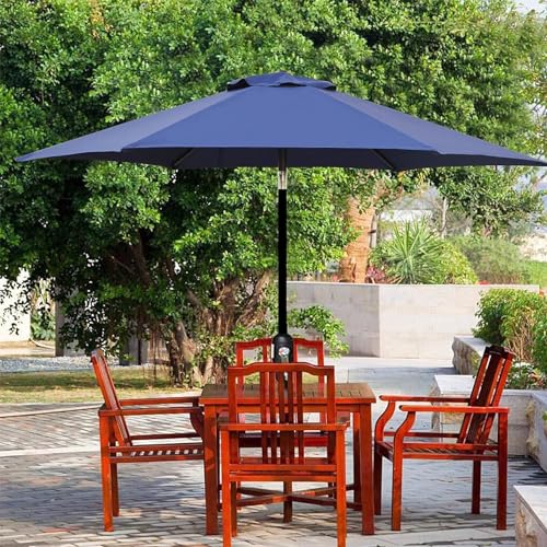 Blissun 7.5 ft Patio Umbrella, Yard Umbrella, Outdoor Market Umbrella with Push Button Tilt Crank (Navy Blue) - color: Navy Blue