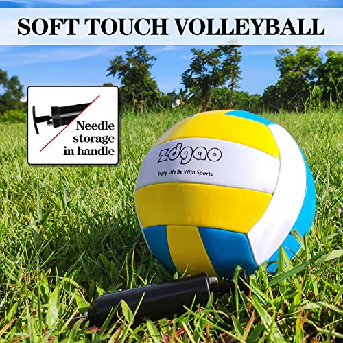 Zdgao Volleyball and Badminton Combo Set for Backyard - 20FT/32FT Volleyball/Badminton Net with Adjustable Height Pole,Anti-Sag System,Volley Ball, Badminton Racquets,Boundary Line and Carry Bag - color: Yellow, style: 32FT Volleyball/Badminton Net