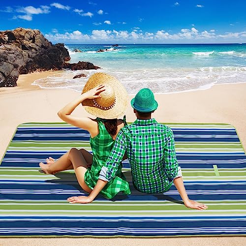 Picnic Blankets Extra Large Beach Blanket Waterproof Sandproof Outdoor Blanket for Grass Sand Free Beach Mat Picnic Mat Foldable 80" X60 for Camping, Hiking Travel Sand Park - color: Dark Blue, size: 5' x 6'8" (Rectangular)