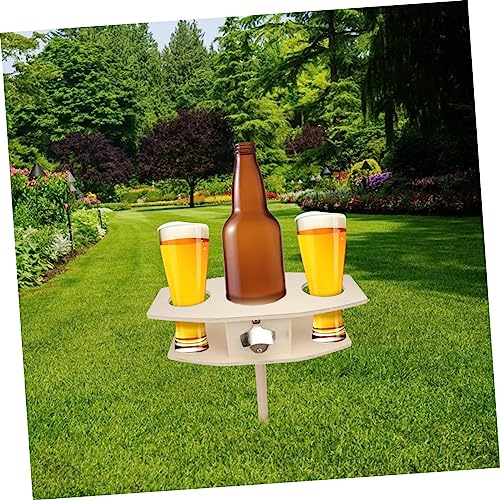 1Pc Natural Wooden Wine Rack Insert Ground Rack for Outdoor Use Easy to Reposition for Picnics Camping Beaches and Concerts Khaki Color Fits Various Bottles and Cans