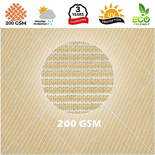 Royal Shade 14' x 16' Beige Rectangle Sun Shade Sail Canopy Outdoor Patio Fabric Screen Awning RTAPR1416 - UPF50+ 95% UV Blockage, Heavy Duty, Water & Air Permeable (We Make Custom Size)