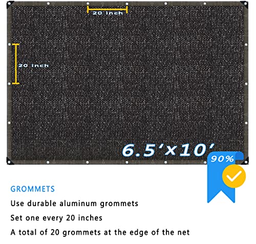 90% Garden Shade Cloth, Black 6.5 ft x 10 ft, Shade Mesh with Grommets, UV Resistant Shade Net for Outdoor, Greenhouse, Kennel, Chicken Coop, Plant and Patio Sunshade - color: 90% Blcak, size: 6.5 X 10 FT