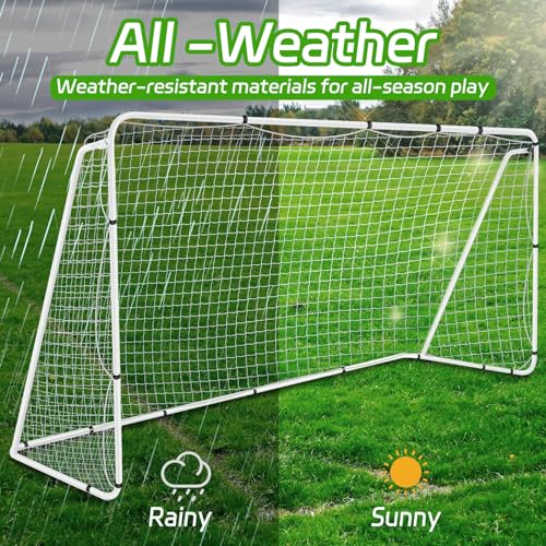 Liliful 12 x 6/10 x 6.5 ft Soccer Goal for Backyard Portable Soccer Net and Steel Weatherproof Frame Folding Goals with 6 Ground Stakes for Adults Youth Outdoor Training Competition - size: 12 X 6 Ft