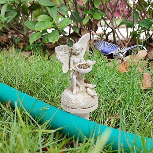 Hose Guides for Garden, 3Pcs Garden Hose Guide Stake Decorative with Roller, Hose Guide Spike Plant Protector Lawn Hose Support Spikes for Outside Lawn Yard(bud, fairy, Sun God)