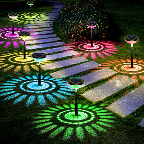 Nupostai 8 Pack Solar Pathway Lights, Multicolor & Warm White LED, IP67 Waterproof, Outdoor Garden Yard Lawn Landscape Decorative - size: 8 Pack