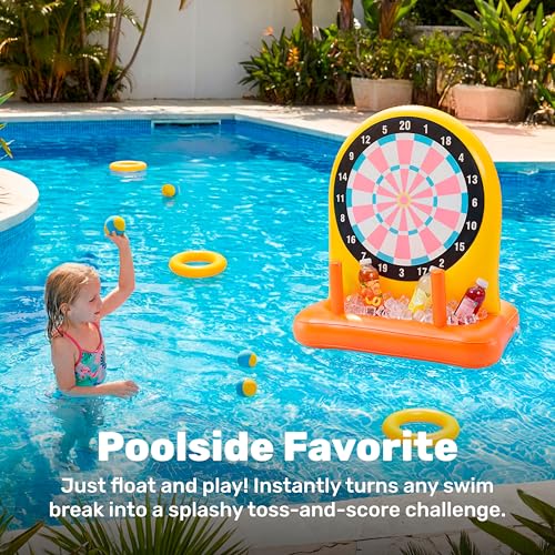 SLOOSH 2-in-1 Fun Pool Toys Set for Kids, Inflatable Dart Board & Ring Toss Game, Pool Floats Water Game Toys for Beach Yard Outdoor Ball Play, Party Birthday Gift for Kids Teen Adult