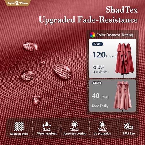 Sophia & William 15ft Extra Large Patio Umbrella with Base Included, 2-Tier Double-Sided Rectangle Outdoor Umbrella with Stand, Market Umbrella for Pool Garden Backyard, Red - color: Red 2-Tier