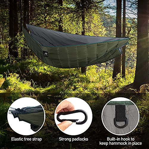 Double Hammock Underquilt, HIKERBRO 4 Season Heavy Duty Under Quilt with Tree Straps, Large Hammock Protector for Winter Camping, Backpacking, Hiking - color: Army Green (98.4"x66.9"- for Double Hammock)
