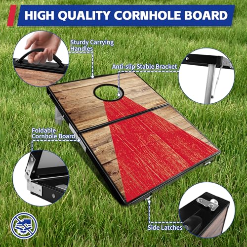 Portable Cornhole Board Set - Aluminum, Foldable 24x12in or 36x24in with Bean Bags | for Adults, Indoor/Outdoor, Travel, Beach & Camping - size: 3x2FT