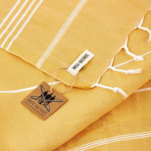 100% Organic Turkish Cotton Beach and Bath Towel, Peshtemal Towel Blanket, Quick Dry Sand Free, Oversized Light Compact, Diamond Weave, Prewashed, 71 x 39 Inches (Yellow) - color: Yellow