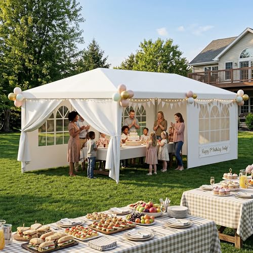 LEMY Gazebo Tent, Outdoor Canopy Shelter with Removable Sidewalls and Windows, Waterproof Heavy Duty Canopy for Patio, Garden, Party Wedding, 10' x 20', White - size: 10' x 20'