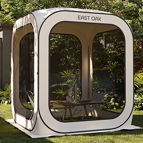 East Oak Screen House Tent Pop-Up, Portable Screen Room Canopy Instant Screen Tent 6 x 6 FT with Carry Bag for Patio, Backyard, Deck & Outdoor Activities, Beige - color: Beige, size: 6×6 FT