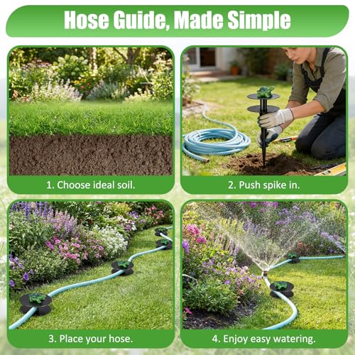 6 Pcs Turtle Garden Hose Guide Stakes, 8.7" Heavy Duty Cast Iron Hose Guide for Garden, Metal Water Hose Guide, Rustproof Decorative Hose Guides for Outside Flower Beds, Lawn & Plant Protection - style: Turtle