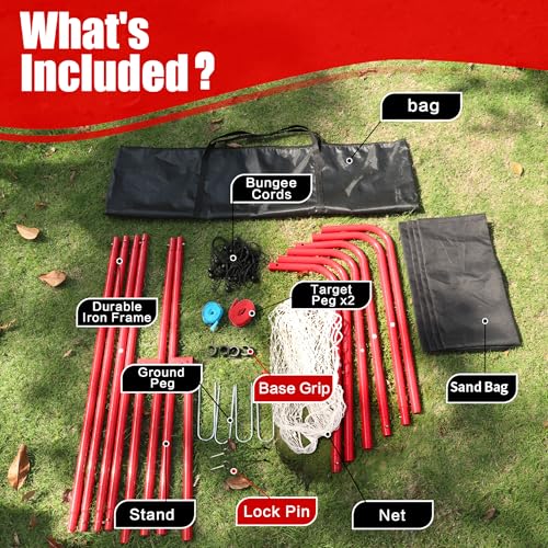 Volleyball Rebounder Net 7x4 Ft, 5-Angle Adjustable Rebounder Net for Practicing Digging, Setting, Spiking, Bounce Back Training Equipment with 2 Target Stripes & Portable Travel Bag for Storage - color: NET102-White