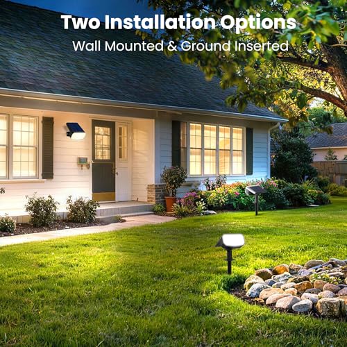 Solar Lights Outdoor Waterproof IP65, Super Bright LED, Cool Light 2 Lighting Modes Selectable, Solar Powered Yard Garden Solar Spot Lights for Outside Landscape Auto On/Off -2 Pack - color: Cool-6000K, size: 2 Pack