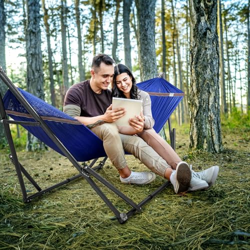 Tranquillo Universal Hammock 600 lbs Capacity, Instant 20s Foldable Hammock Stand, 3-Year Warranty Hammock with Stand, 2 Person Camping Hammock Revolutionary Portable, No Screws, Premium, Blue - color: 1. Blue