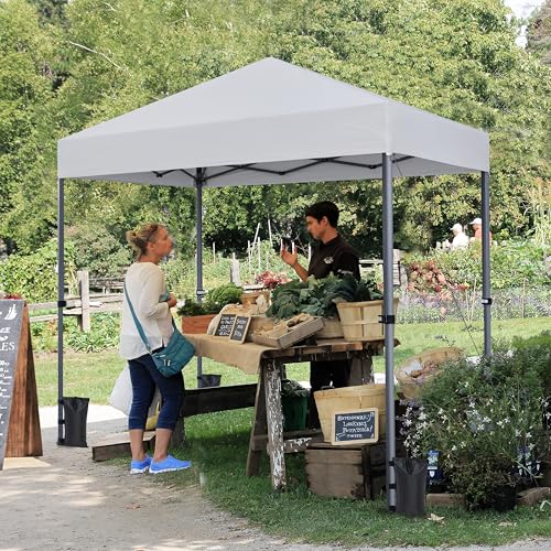 Yaheetech 6.6×6.6 Pop Up Canopy Easy Set-up Tent, Portable Outdoor Canopy Instant Tent, Commercial Gazebo with Wheeled Carry Bag & 4 Sandbags for Home, Party & Outdoor Activities, White - color: White, size: 6.6×6.6