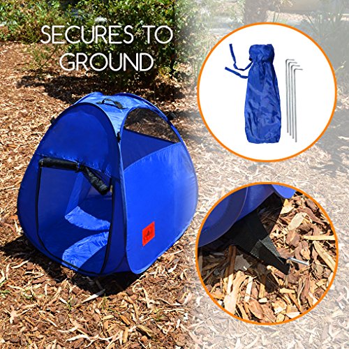 Pop Up Pet House in a Bag for Portable Play Pen or Kennel Tent with 3 Net Windows and Zipper Door for Shade, Shelter and Safety Perfect for Dog, Cat, Rabbit + More!