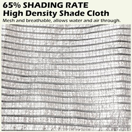 65% Aluminum Foil Shade Cloth with Grommets,12ft x 12ft, Mesh Sun Block Fabric Cover, Canopy, Privacy Screen for Outdoor Patio, Garden, Backyard, Silver - color: 65% Shade Silver, size: 12ft x 12ft