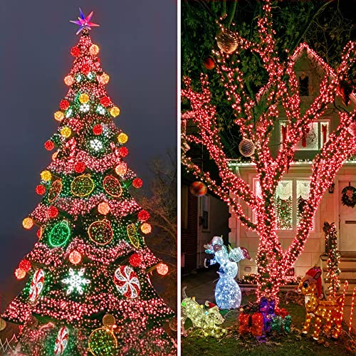 KNONEW 403ft 1000 LED String Lights Outdoor Christmas Lights 8 Modes & Timer Fairy Light Plug in Waterproof LED String Lights for Xmas Yard Tree Wedding Party Holiday Decorations (Red) - color: Red, size: 403FT 1000 LED