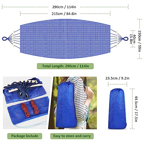 Outdoor Hammock, Super Soft and Breathable Mesh Hammock Made of Cool Nylon with Wooden Bars for Indoor, Balcony, Terrace, Garden, Camping, Backpacking - color: Blue