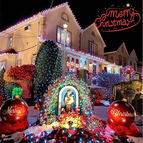 YEGUO 4 Pack Red and White Solar Fairy Lights, Each 33ft 100 LED Christmas Lights Outdoor Waterproof, 8 Modes Sliver Wire Solar String Lights - color: Red and White