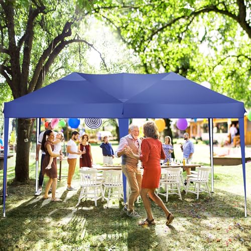 COBIZI 10x20 Pop Up Canopy Tent Party Tents for Parties Weddings Backyard Waterproof Outdoor Commercial Instant Canopy Event Tent with Stakes, Ropes,Sandbags, Deep Blue - color: DEEP BLUE, size: 10x20FT without sidewall