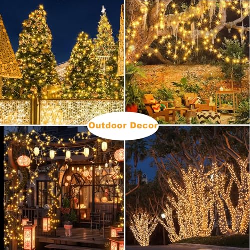 33Ft String Lights Battery Operated with Remote Control Timer, 100LED 4 Pack Waterproof 8 Modes Copper Wire Twinkle Fairy Lights for Bedroom Indoor Outdoor Wedding Dorm Christmas Decorations - style: 33ft, Warm White