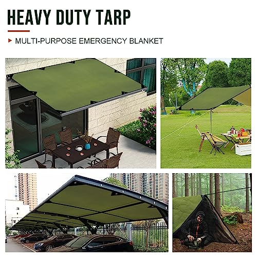 Safety Barrier：LYN XL Heavy Duty Survival Emergency Blanket/Tarp Cover-8.5'x11.8',Reflective Thermal Ripstop Waterproof,for Army,Tarp Covcer,Survial,Life Protection