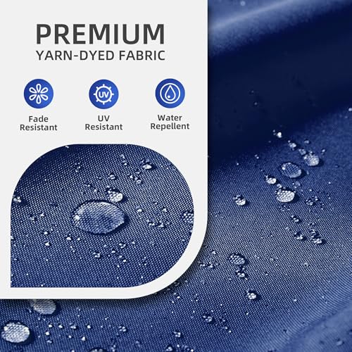 9 X 12 FT Cantilever Patio Umbrella with Led Lights and Base Included Heavy Duty Outdoor Double Top Large Rectangle Offset Umbrellas with 360-degree Rotation for Garden Pool Deck Backyard, Navy - color: Navy, size: 9' X 12'- Weighted Base Included(LED)