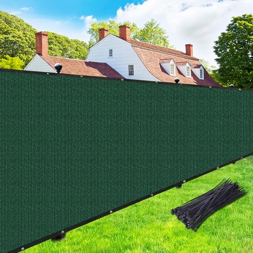 UPGRADE Privacy Screen Fence 5' x 50' Commercial 220GSM Fence Panel with Brass Grommets Heavy Duty Perfect for Outdoor Back Yard, Dark Green Customizable - color: Dark Green, size: 0 5' x 5 0' 220 GSM