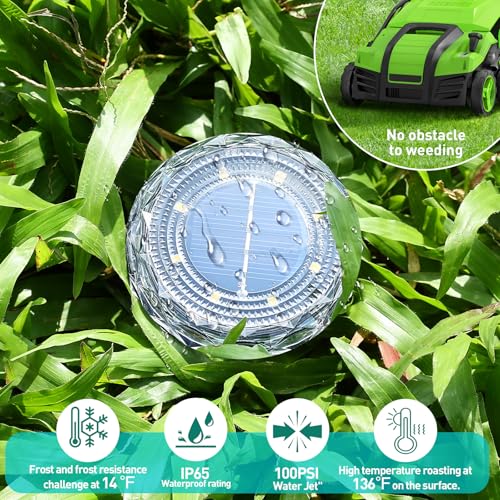 Solar Ground Lights,Solar Disc Light Outdoor Waterproof,Landscape Lighting Garden Lights for Pathway, Yard, Deck, Lawn, Patio, Swimming Pool, Walkway(Cool, 12Pack) - color: Cool colors, size: 12 Pack
