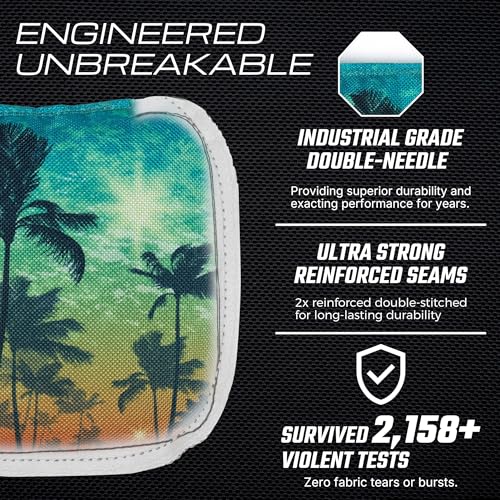 Professional Cornhole Bags Set of 8 - Dual Sided Stick & Slide (Suede/Woven) - Premium Resin Filled Regulation Weight & Size (6x6, 16oz) - Double Stitched Reinforced Seams with Carry Tote - color: Tropical Sunset