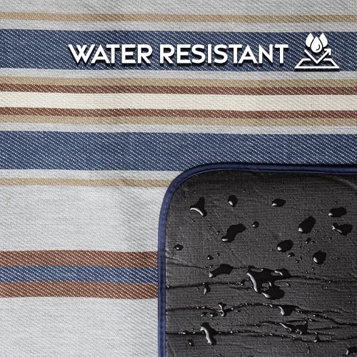 CARSTENS, INC. Easy Pack Water Resistant Sandproof Woven Picnic Blanket, Lightweight Foldable Outdoor Camping Beach Mat, Large 60"x80", Seashore Stripe - color: Seashore Stripe