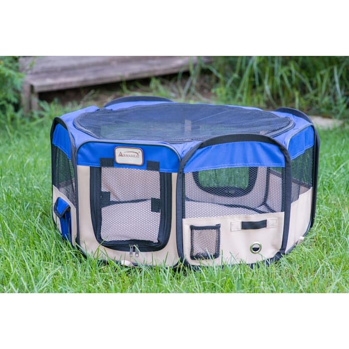 Armarkat PP001B Blue and Beige Portable Playpen - size: Portable