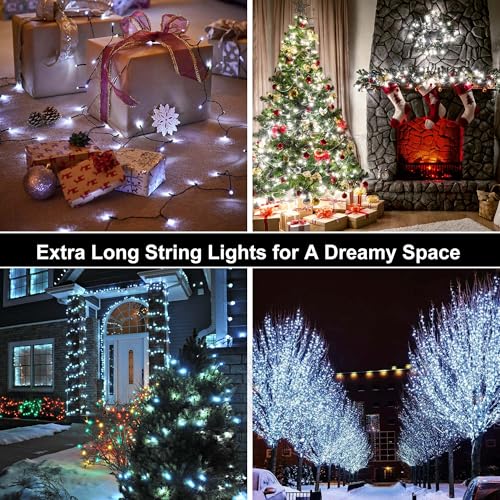 164Ft 500 LED White Christmas Lights, Waterproof 8 Twinkle with Memory Functions Christmas Tree Lights for Indoor Outdoor Christmas Tree Garden Decoration (164FT, White) - color: White, size: 164FT