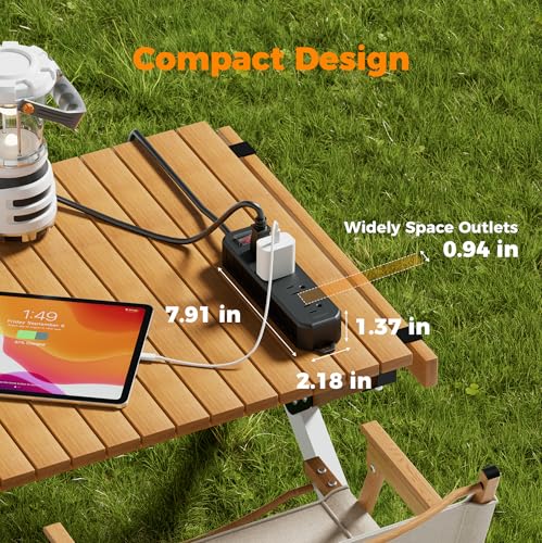 TESSAN Outdoor Power Strip Weatherproof, 6FT Extension Cord Waterproof with 4 Outlets 1 Switch (1250W), Surge Protector 1700J, Wall Mountable for Home Office and Patio Christmas Lights, Black - size: 6FT