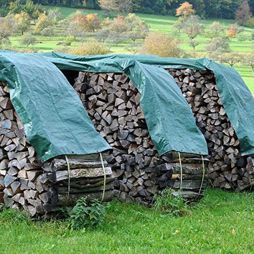 Reversible Heavy Duty Poly Tarp for Wood Piles, Firewood Piles, Construction & Ground Covering - Tear & Water Resistant - 6 x 24 Foot Indoor/Outdoor Tarp, Green and Brown - size: 6' x 24'