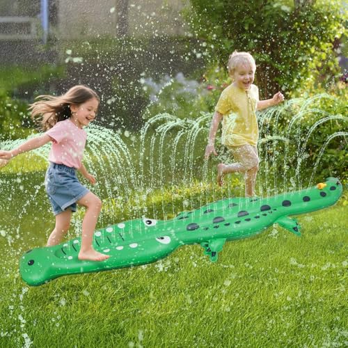 Water Sprinkler for Kids,Large Crocodile Inflatable Sprinkler, Kids Sprinklers for Yard,Outdoor Water Toys Spray Summer Water Play for Boys Girls Dogs Backyard