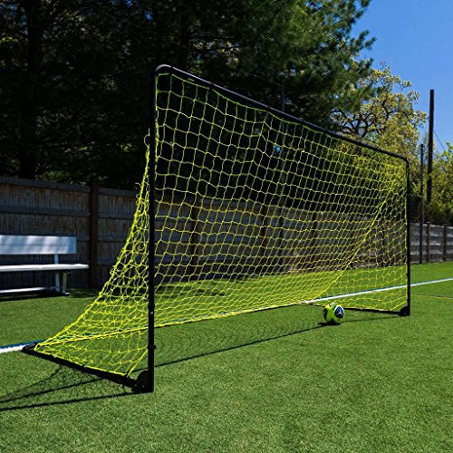Franklin Sports Competition Soccer Goals - Backyard Portable Steel Soccer Goals - Adult + Youth Soccer Goal with Net + Ground Stakes Included - Multiple Sizes + Colors - color: Black, style: Folding 12' x 6'