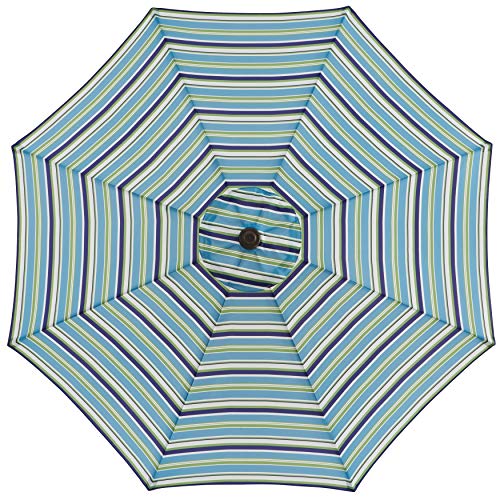 BrylaneHome Outdoor Tilt-And-Crank Umbrella With 8 Sturdy Steel Ribs Heavy Duty Fade-Resistant Tilting Shade Patio Garden Backyard Décor Pool Home - color: Poppy Stripe, size: 9' Tilt-and-crank Umbrella