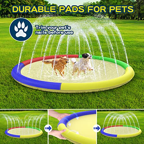 Growsland Non Slip Splash Pad for Kids and Dogs, 87'' Extra Large Splash Pad Outdoor Sprinkler for Kids, Dog Water Summer Toys Outdoor Toys for Toddlers 3-5 Kids Ages 4-8 - style: 87''Non Slip