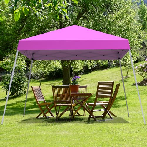 Canopy Tent, 10X10 FT Pop Up Canopy Outdoor Instant Tent Slant Legs with Carrying Bag, Portable Gazebo Shelter for Patio Deck Garden and Beach - 8X8 FT Canopy Cover (Pink) - color: Pink