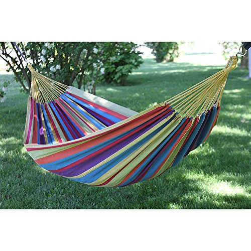 Vivere Brazilian Style Double Hammock Patio Outdoor Hanging Swing, Rio Night - color: Rio Night