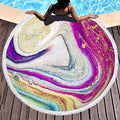 Violet Mist Purple Quicksand Round Beach Blanket 60" Microfibre Circular Beach Towel Throw with Fringe Large Sand Free Circle Beach Blanket with Tassels for Women Travel Swimming Pool Picnic Towel - color: Purple Quicksand